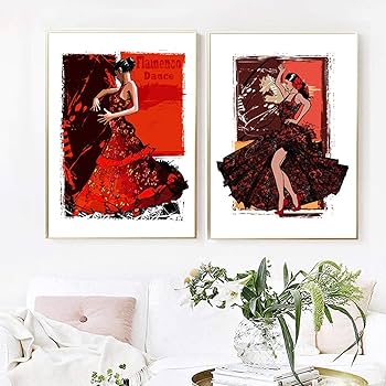 【絵画】油絵 フラメンコ 女性 絵画】油絵 フラメンコ 女性